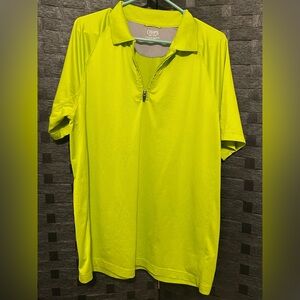 Men's Chaps Bright Lime Green Quarter Zip Polo Size Med Dress/Golf Shirt
